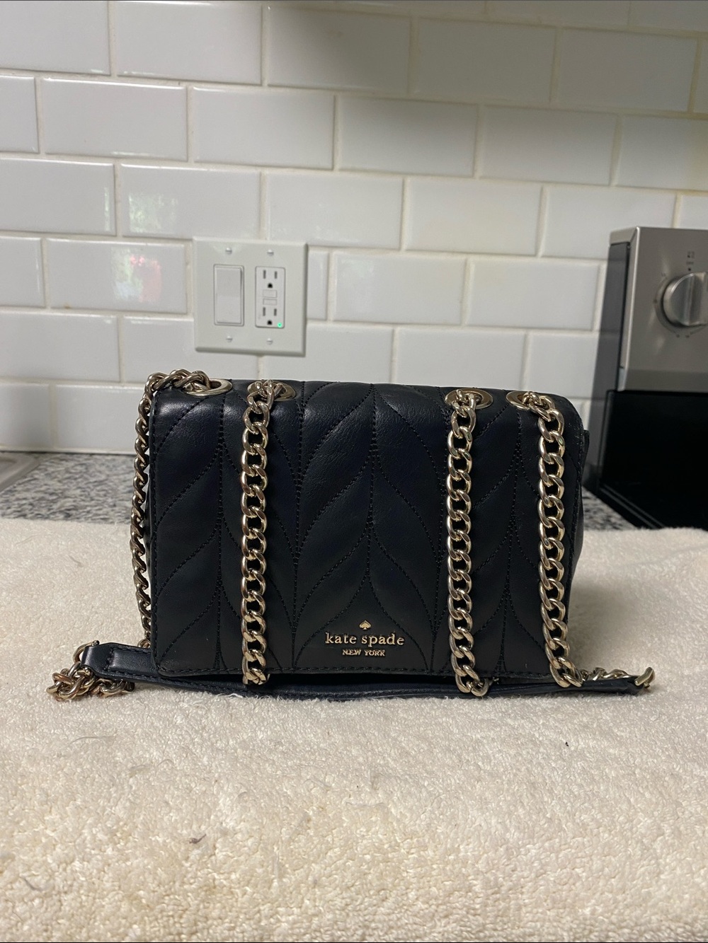 kate spade Black Quilted Leather Chain Crossbody Bag